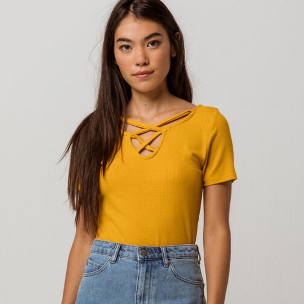 Yellow Cross Over Detail Shirt